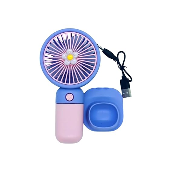 Portable USB Daisy Design Mini Fan – Rechargeable, Kids Summer Toy