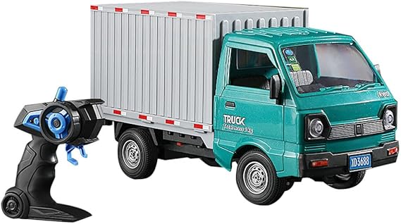 GoolRC Remote Control Car Transporter Truck, 1:16 Scale RC Container Transport Truck with Spray and Light, 2.4GHz All Terrain RC Cars for Teens and Adults Christmas or Birthday Gift (Green)
